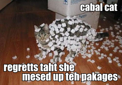 cabal cat regretts taht she mesed up teh pakages